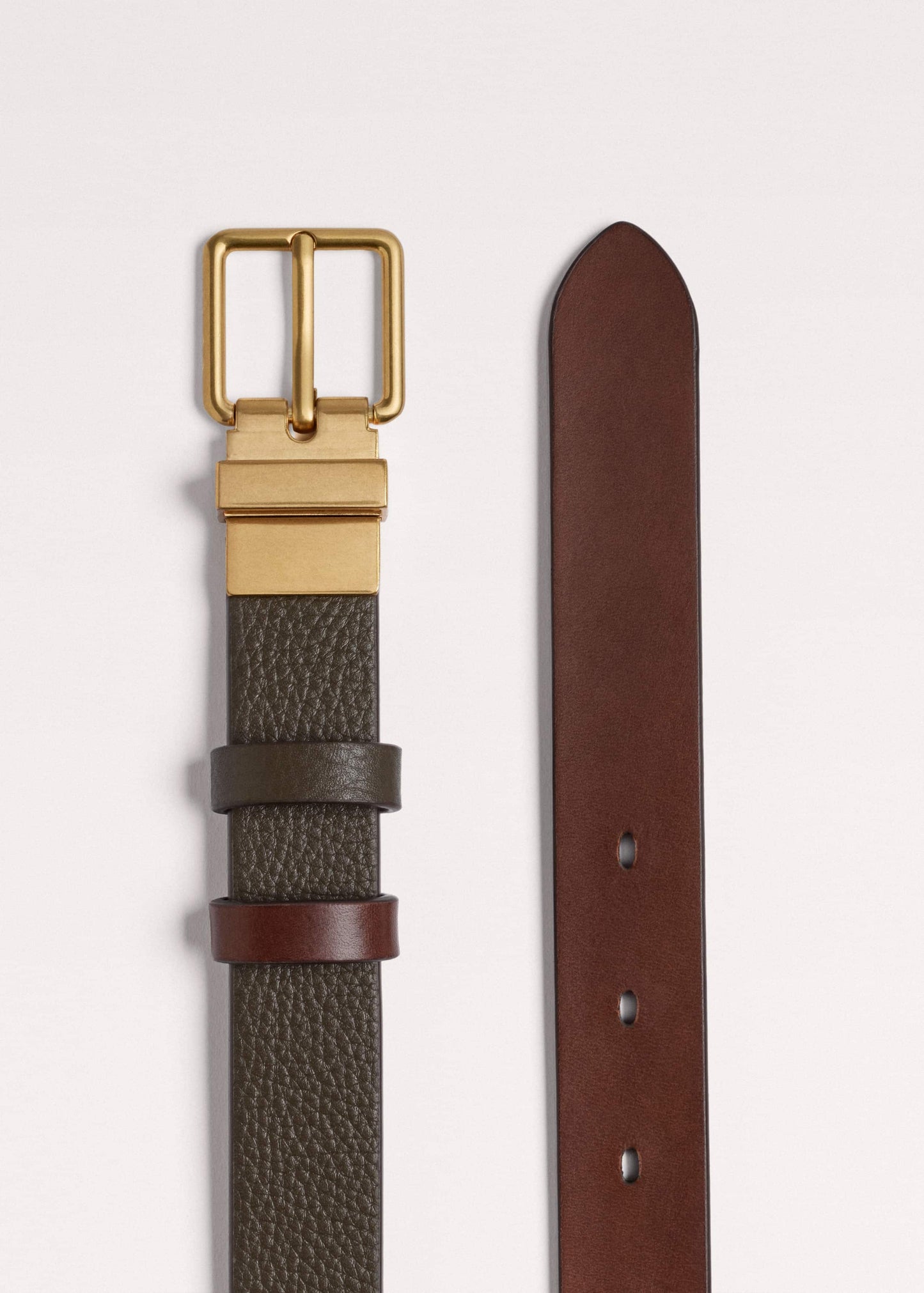 ME and EM Accessories Olive Green Leather Reversible Belt