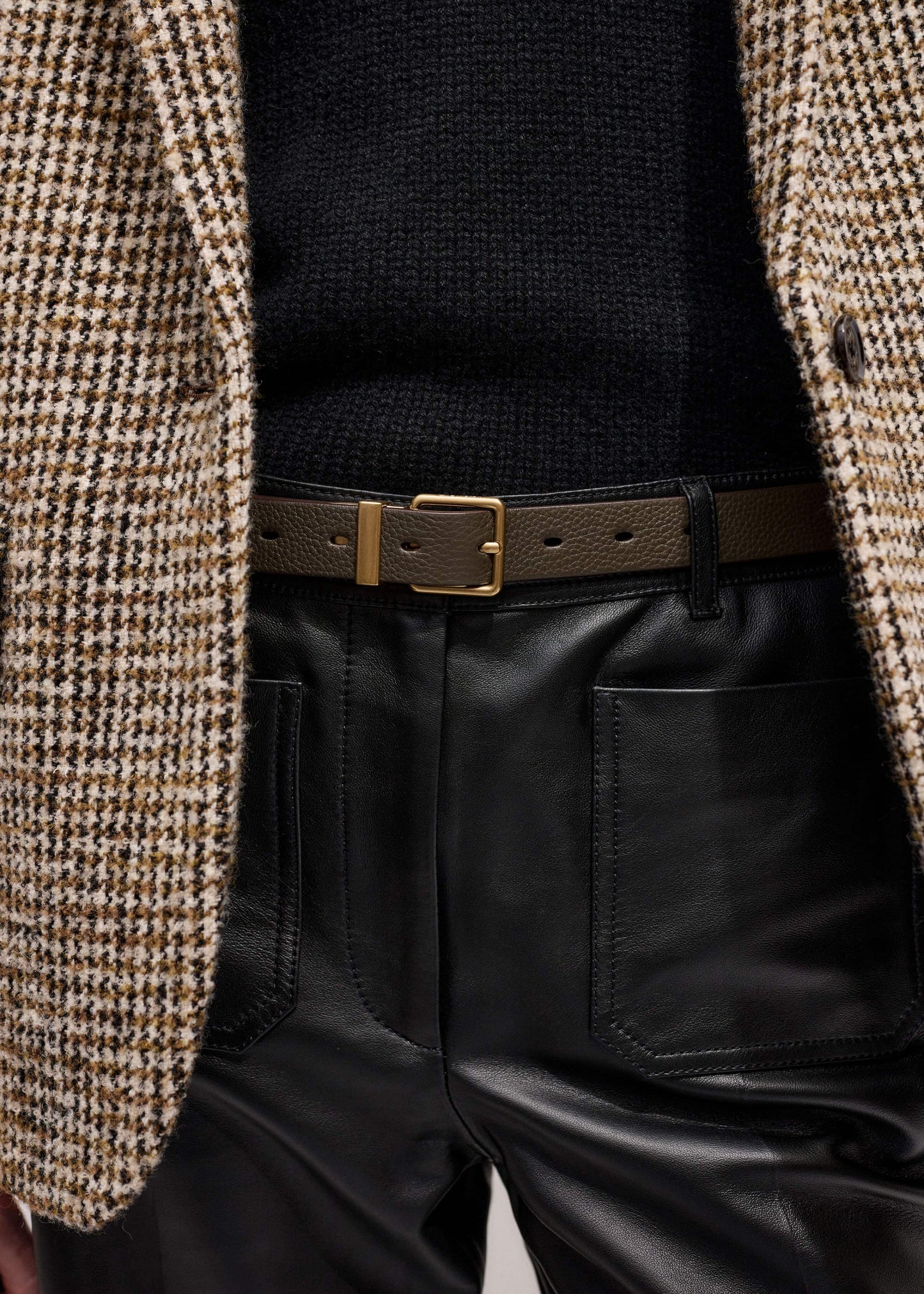 ME and EM Accessories Olive Green Leather Reversible Belt