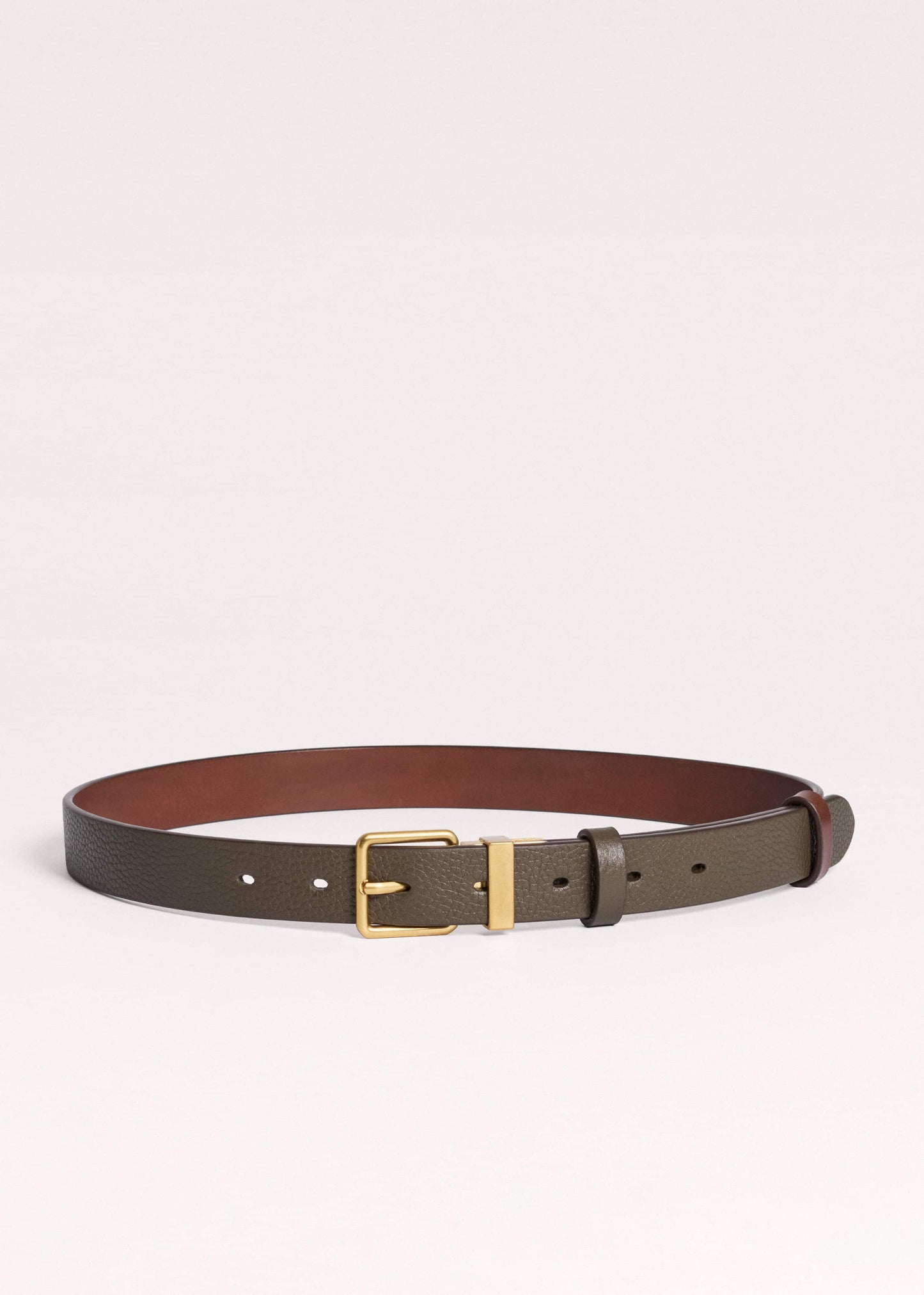 ME and EM Accessories Olive Green Leather Reversible Belt