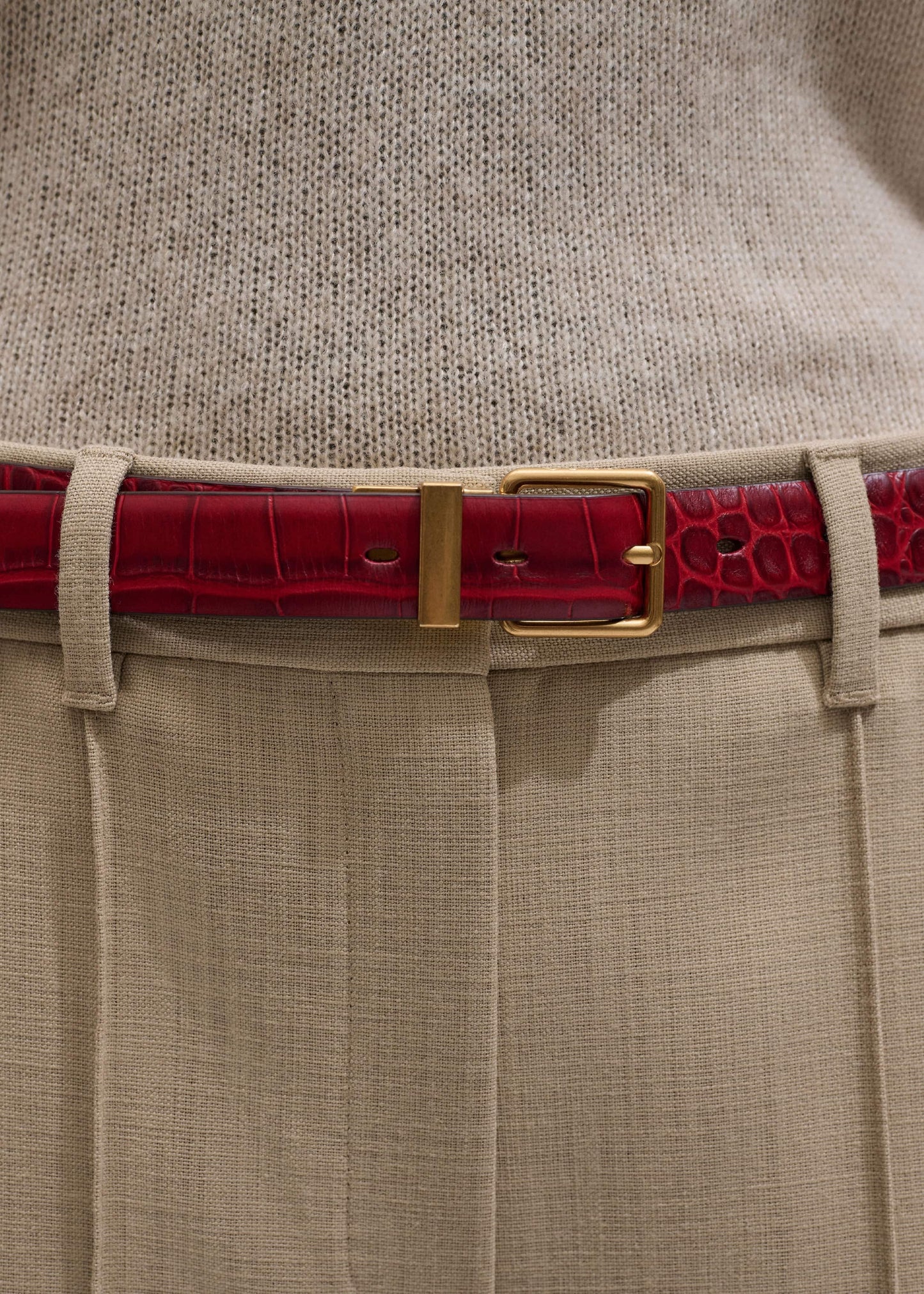 ME and EM Accessories Red Italian Croc Print Reversible Belt