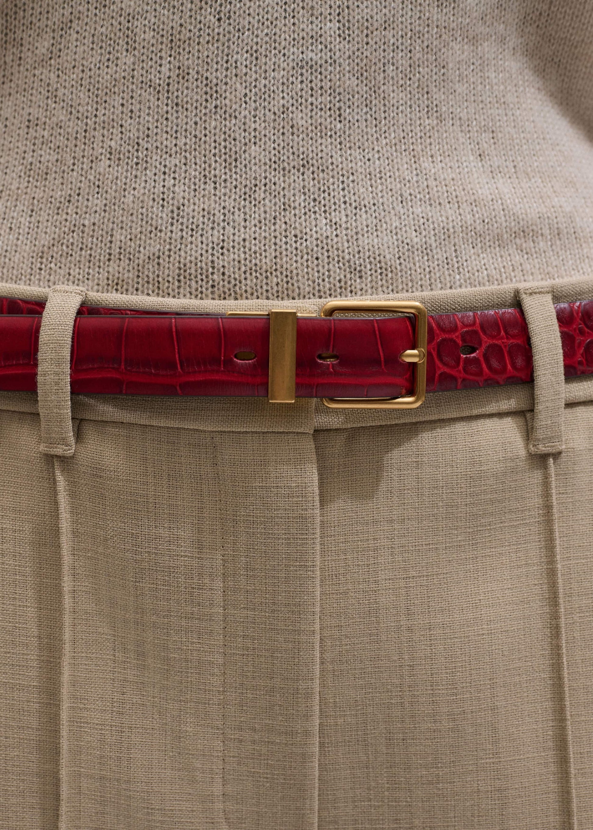ME and EM Accessories Red Italian Croc Print Reversible Belt