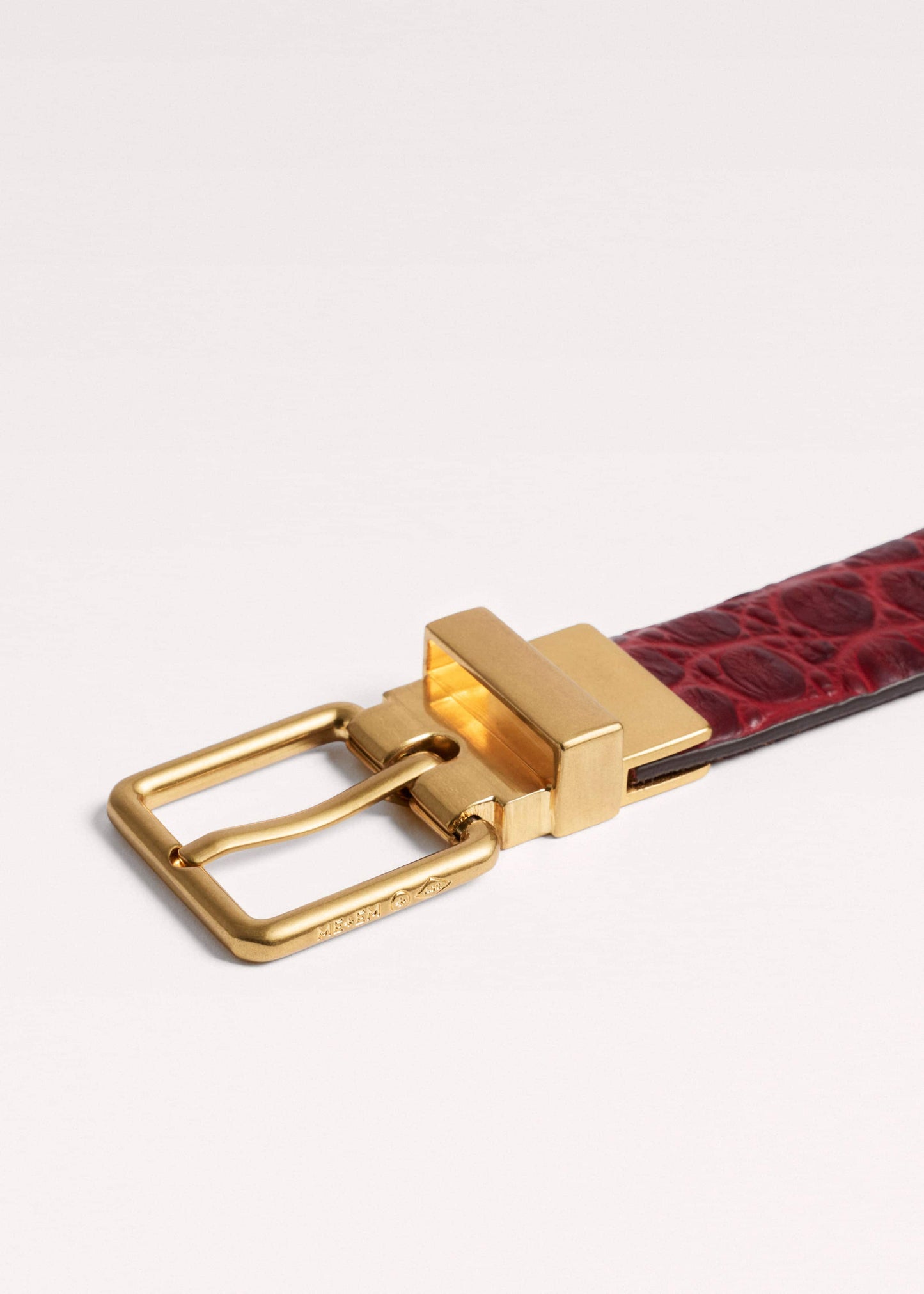 ME and EM Accessories Red Italian Croc Print Reversible Belt