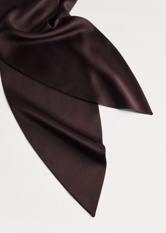 ME and EM Accessories Brown Silk Satin Evening Scarf