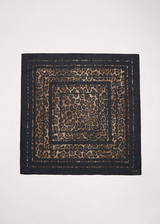 ME and EM Accessories Brown Leopard Border Scarf
