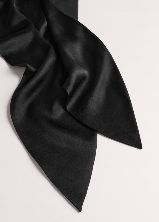 ME and EM Accessories Black Silk Satin Evening Scarf