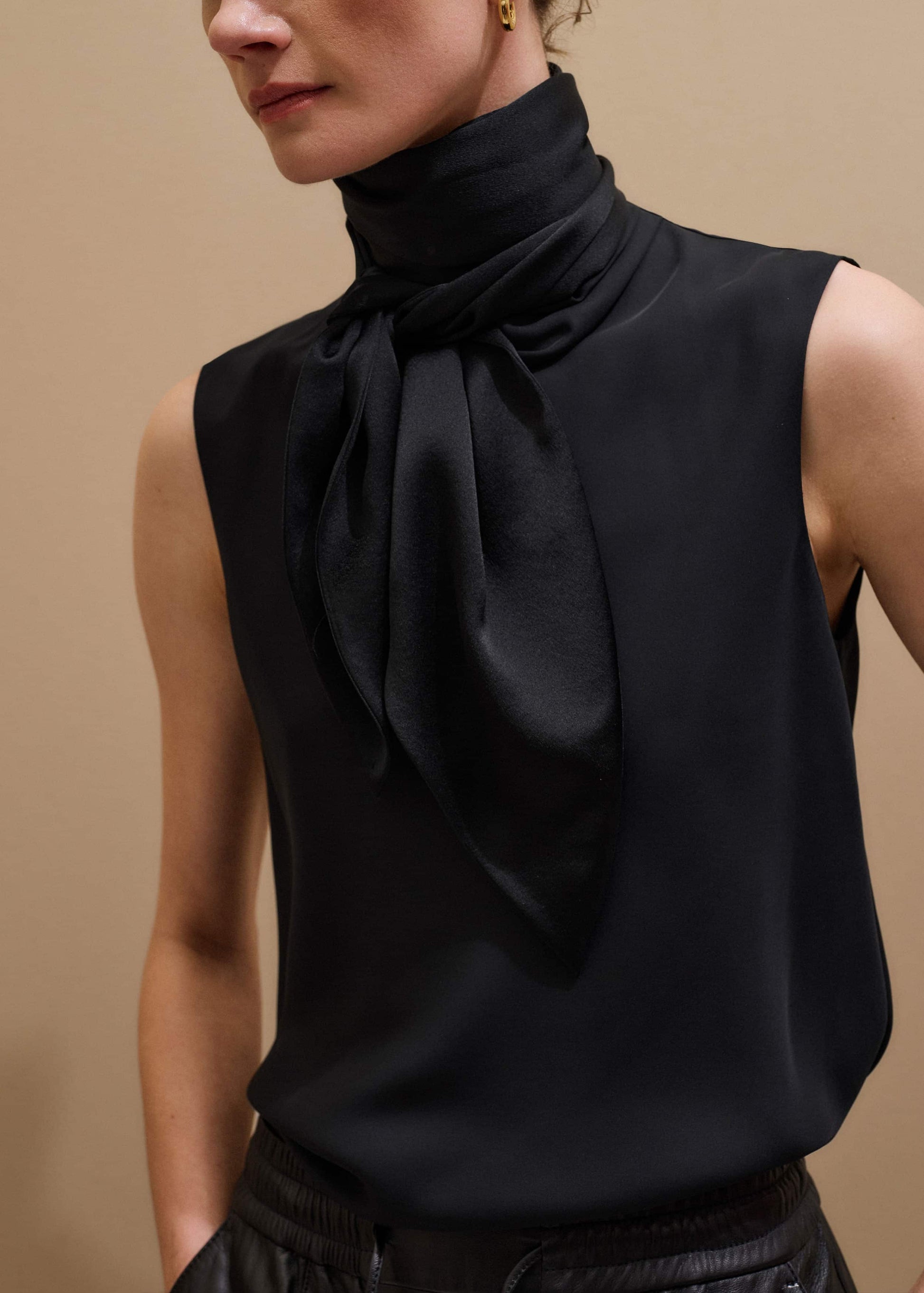 ME and EM Accessories Black Silk Satin Evening Scarf