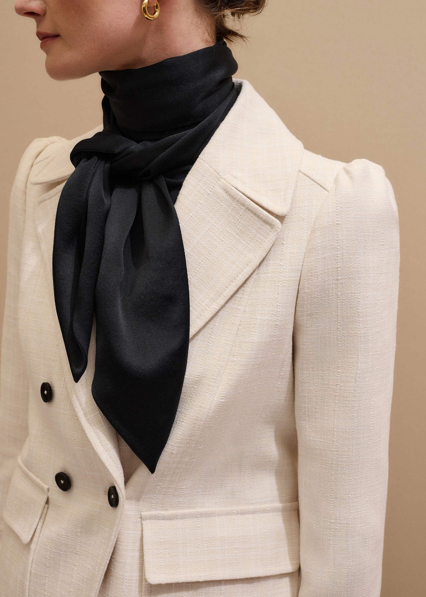 ME and EM Accessories Black Silk Satin Evening Scarf