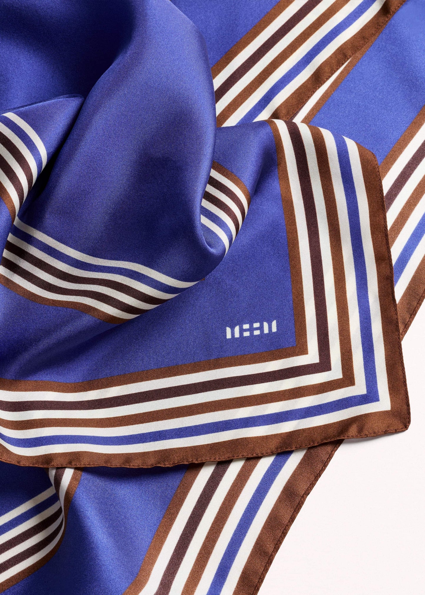 ME and EM Accessories Blue Striped Silk Multi-Border Scarf