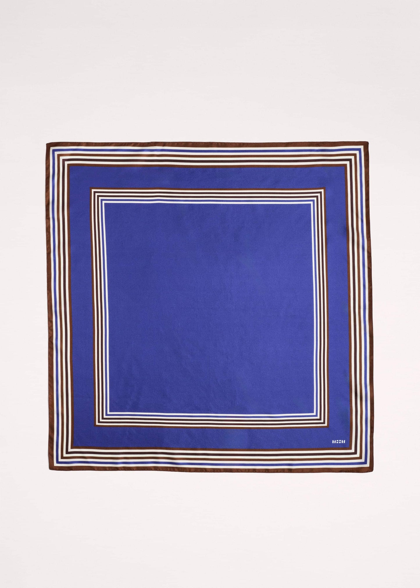 ME and EM Accessories Blue Striped Silk Multi-Border Scarf