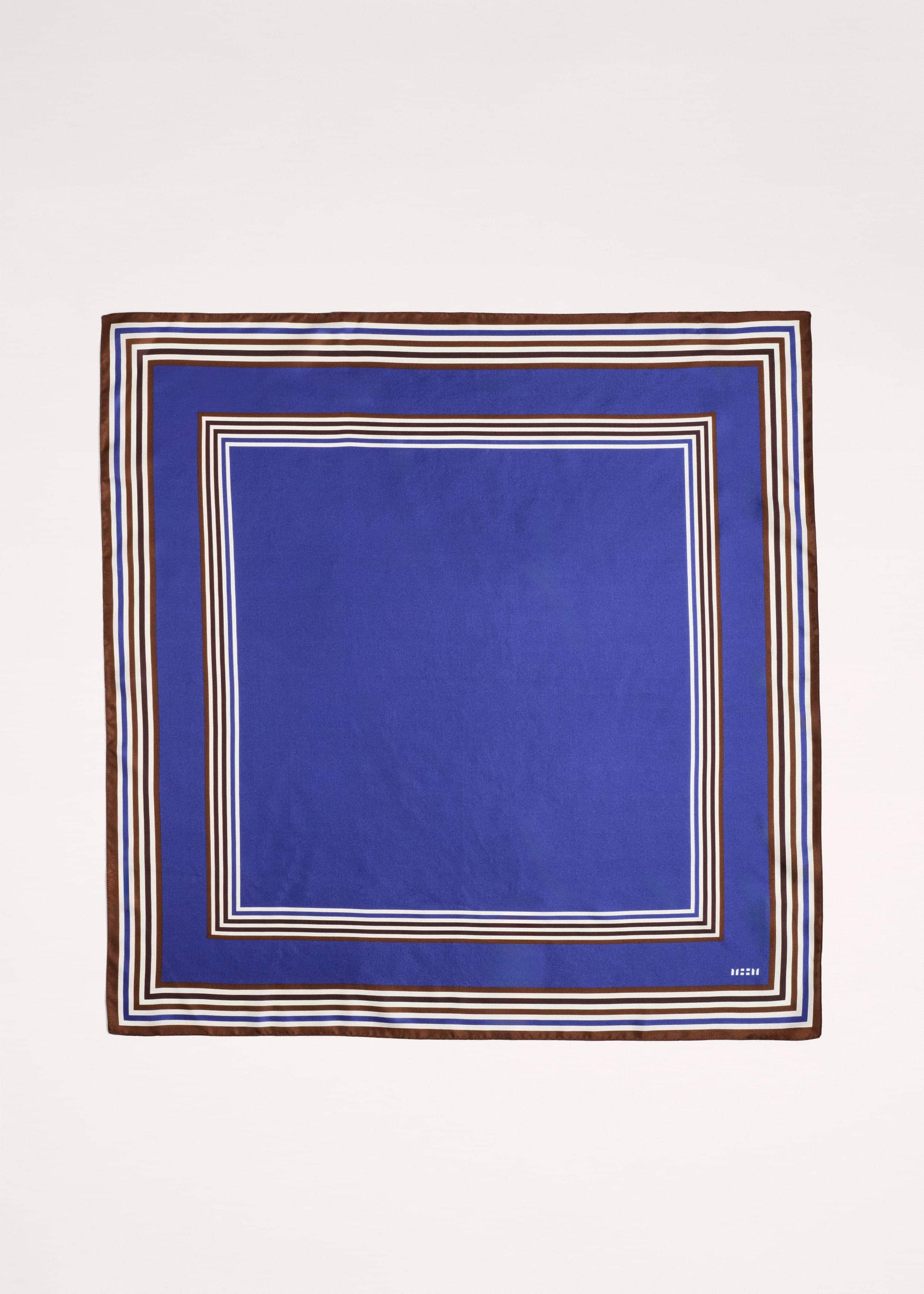 ME and EM Accessories Blue Striped Silk Multi-Border Scarf