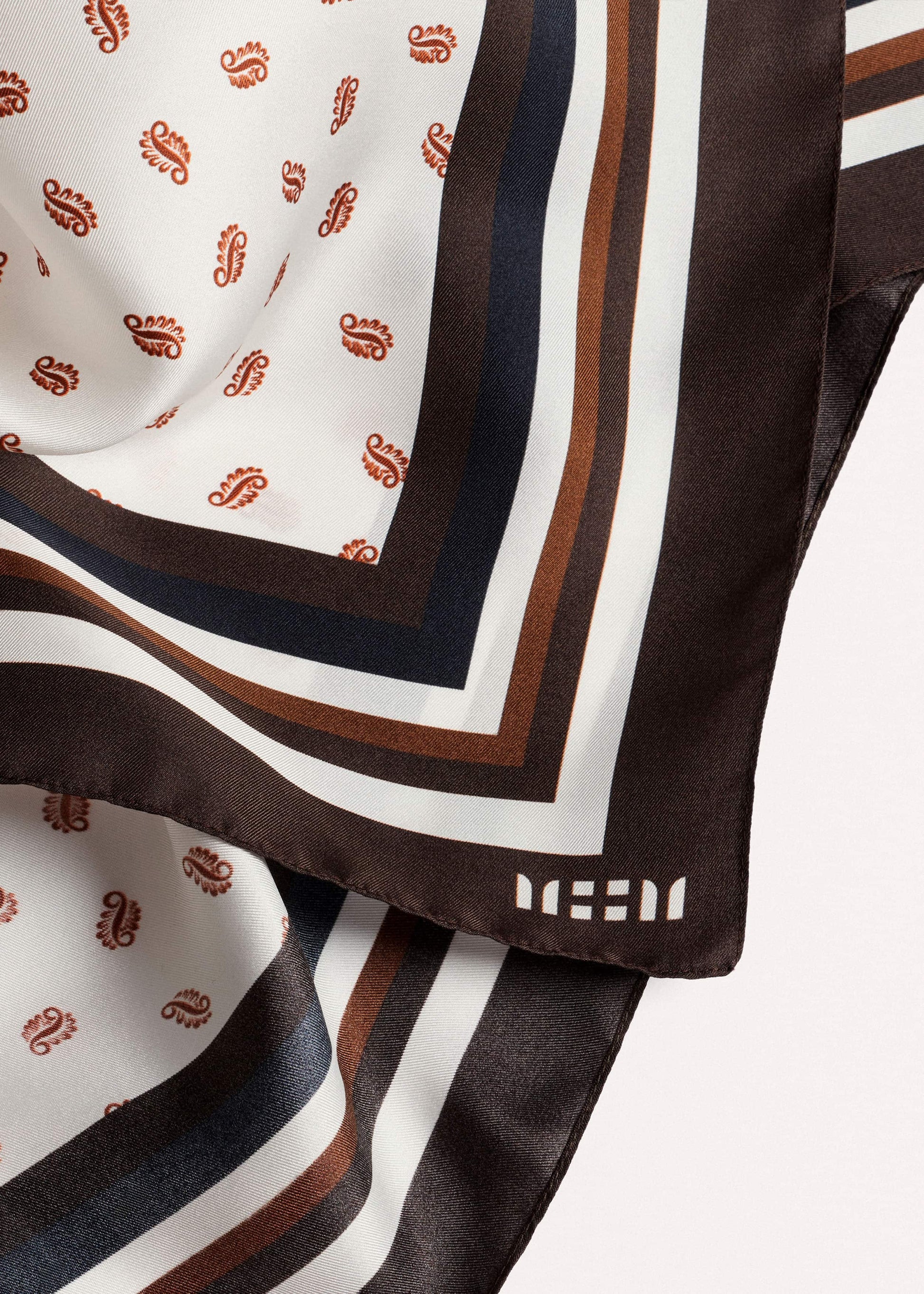 ME and EM Accessories Cream Spaced Paisley Print Silk Scarf