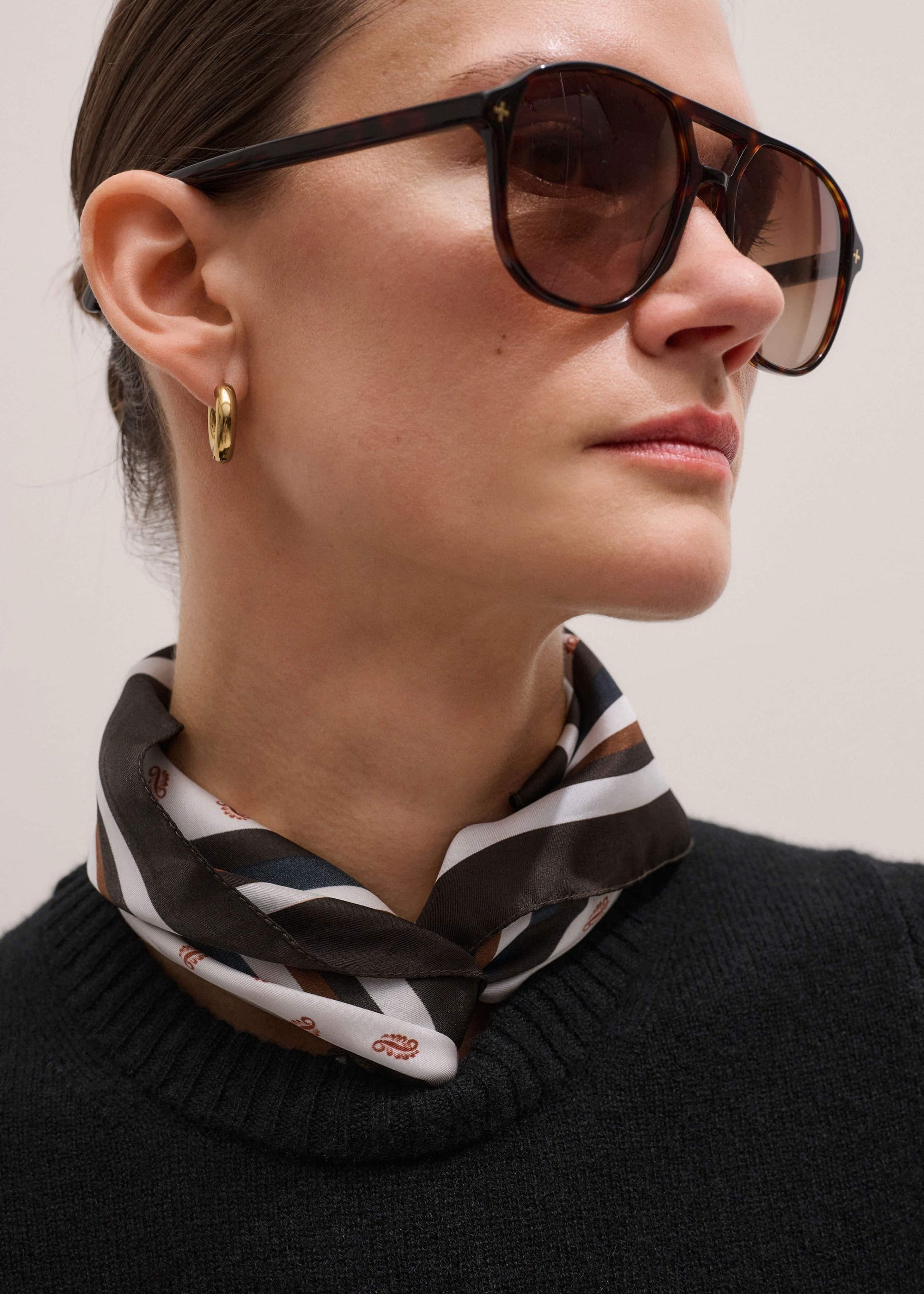 ME and EM Accessories Cream Spaced Paisley Print Silk Scarf