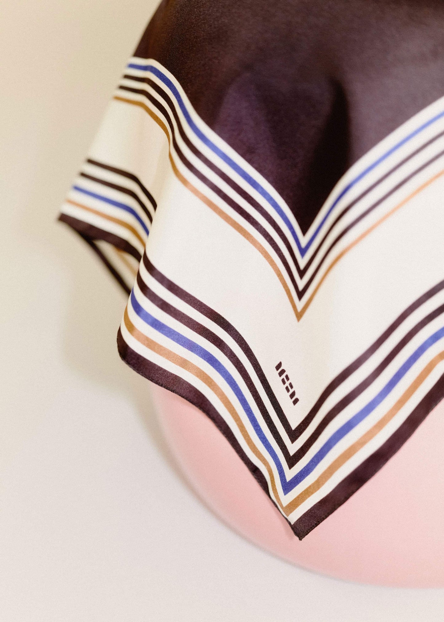 ME and EM Accessories Brown Striped Silk Multi-Border Scarf