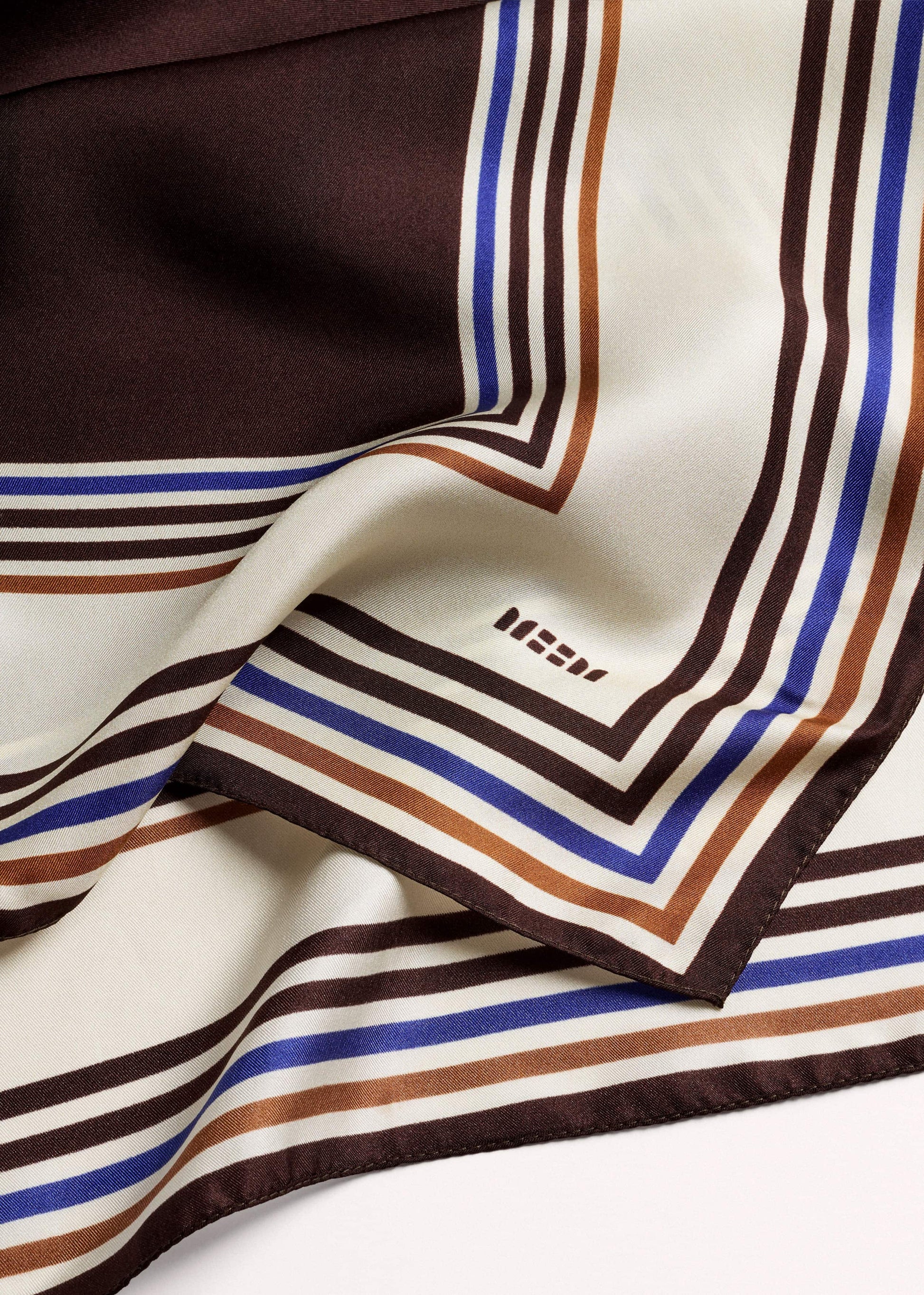 ME and EM Accessories Brown Striped Silk Multi-Border Scarf
