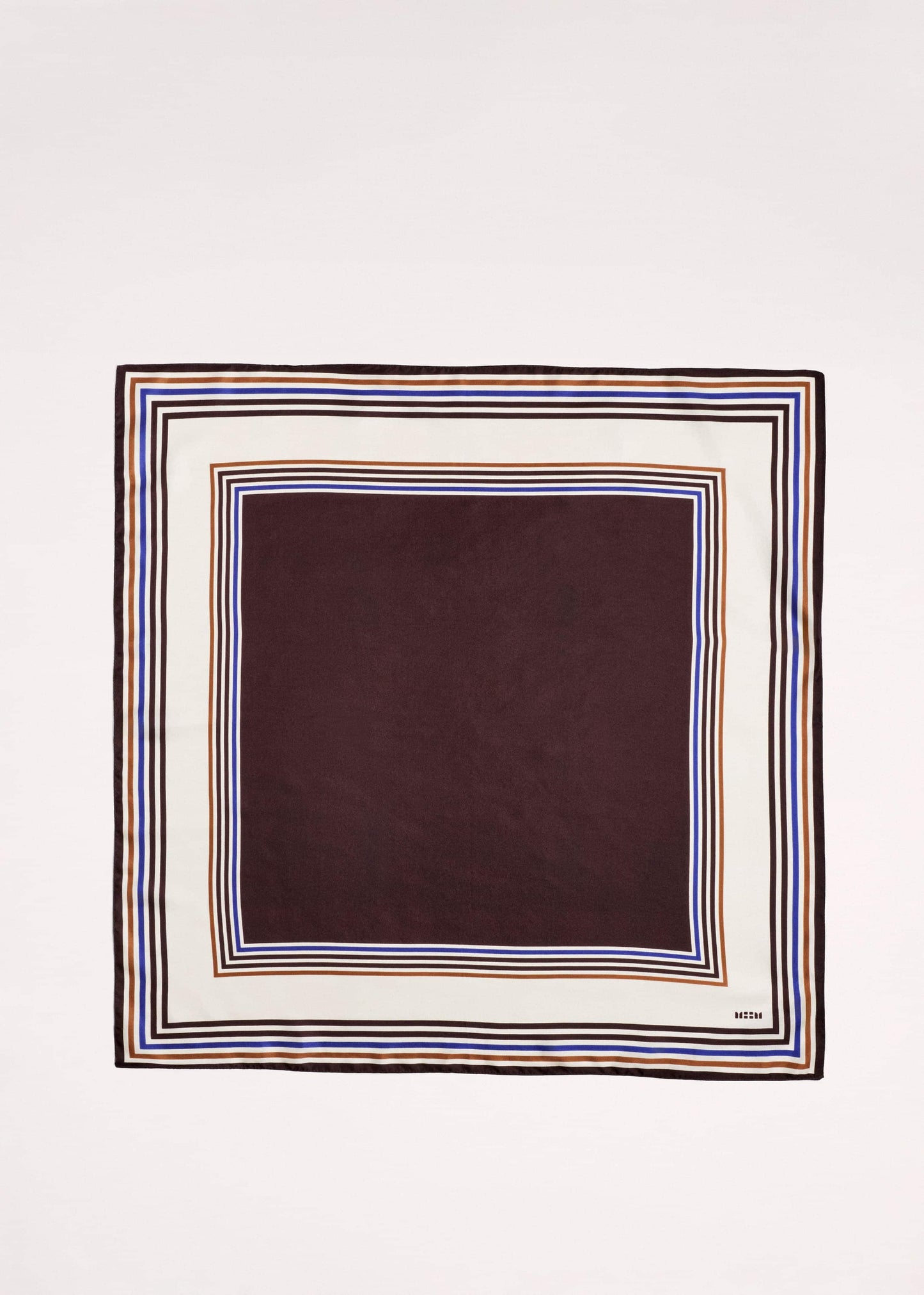 ME and EM Accessories Brown Striped Silk Multi-Border Scarf