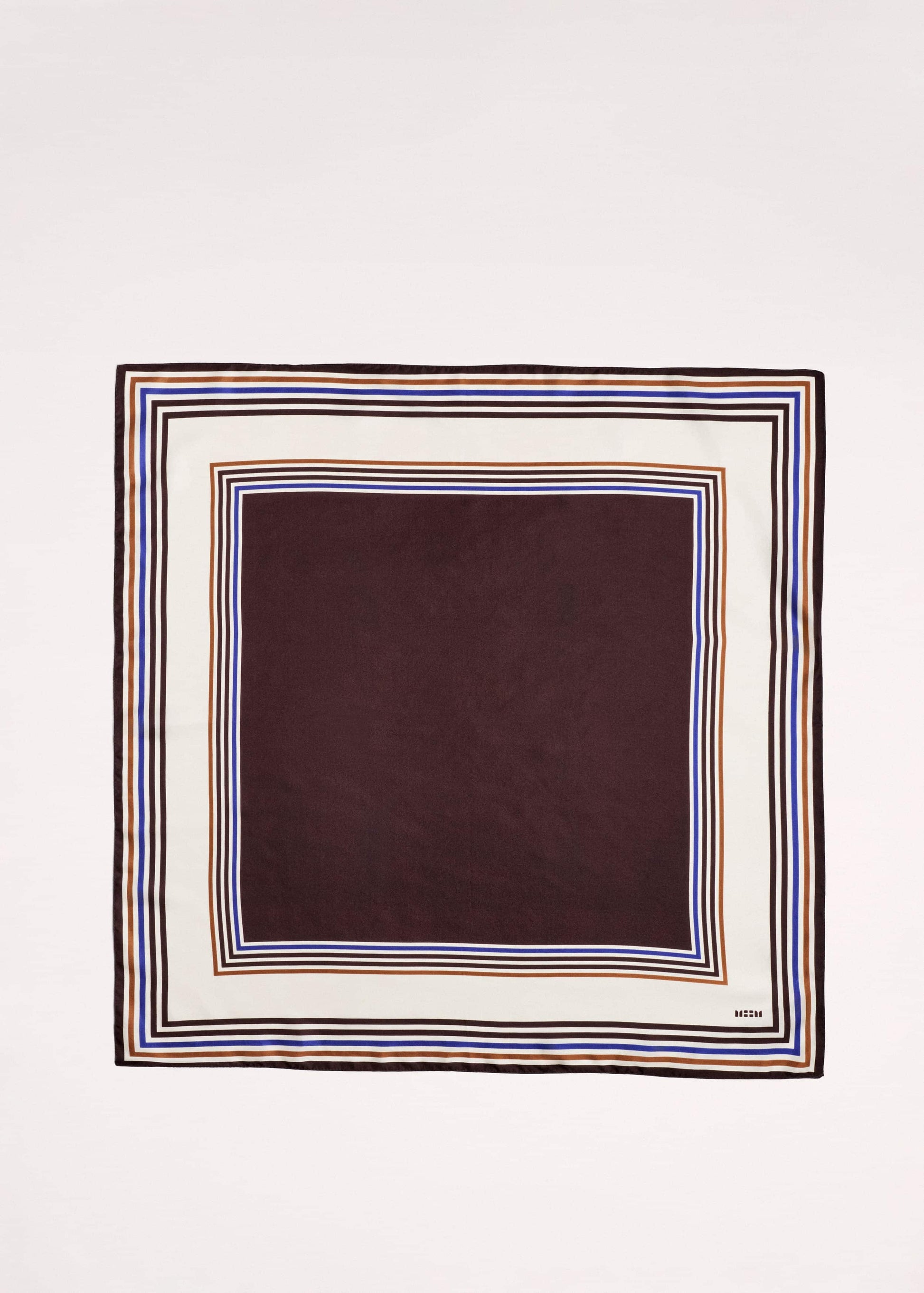 ME and EM Accessories Brown Striped Silk Multi-Border Scarf