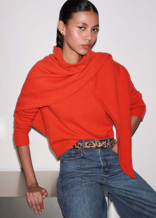 ME and EM Accessories Orange Cashmere Triangle Knit Scarf