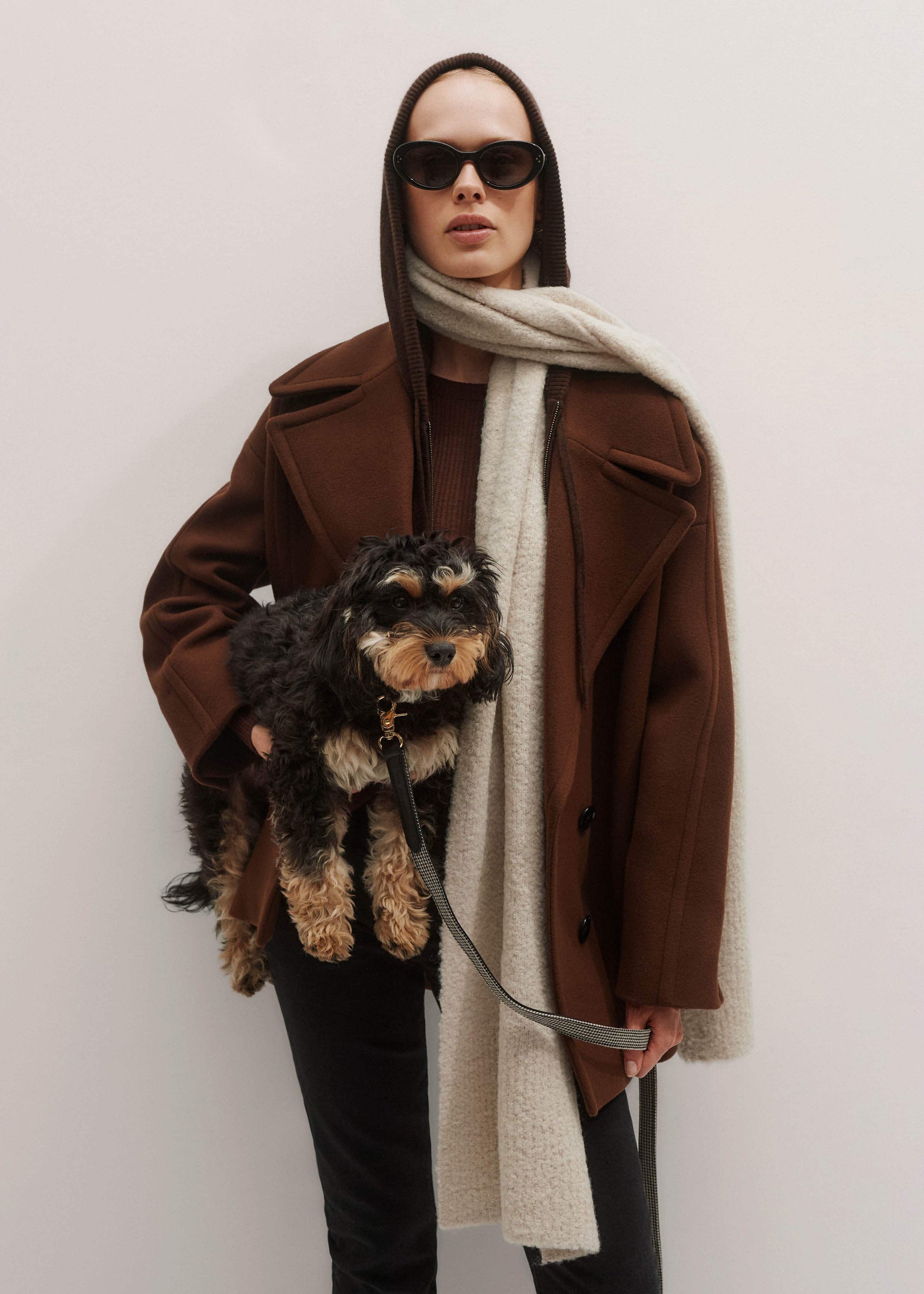 ME and EM Accessories Oatmeal Merino Wool Bouclé Knit Scarf