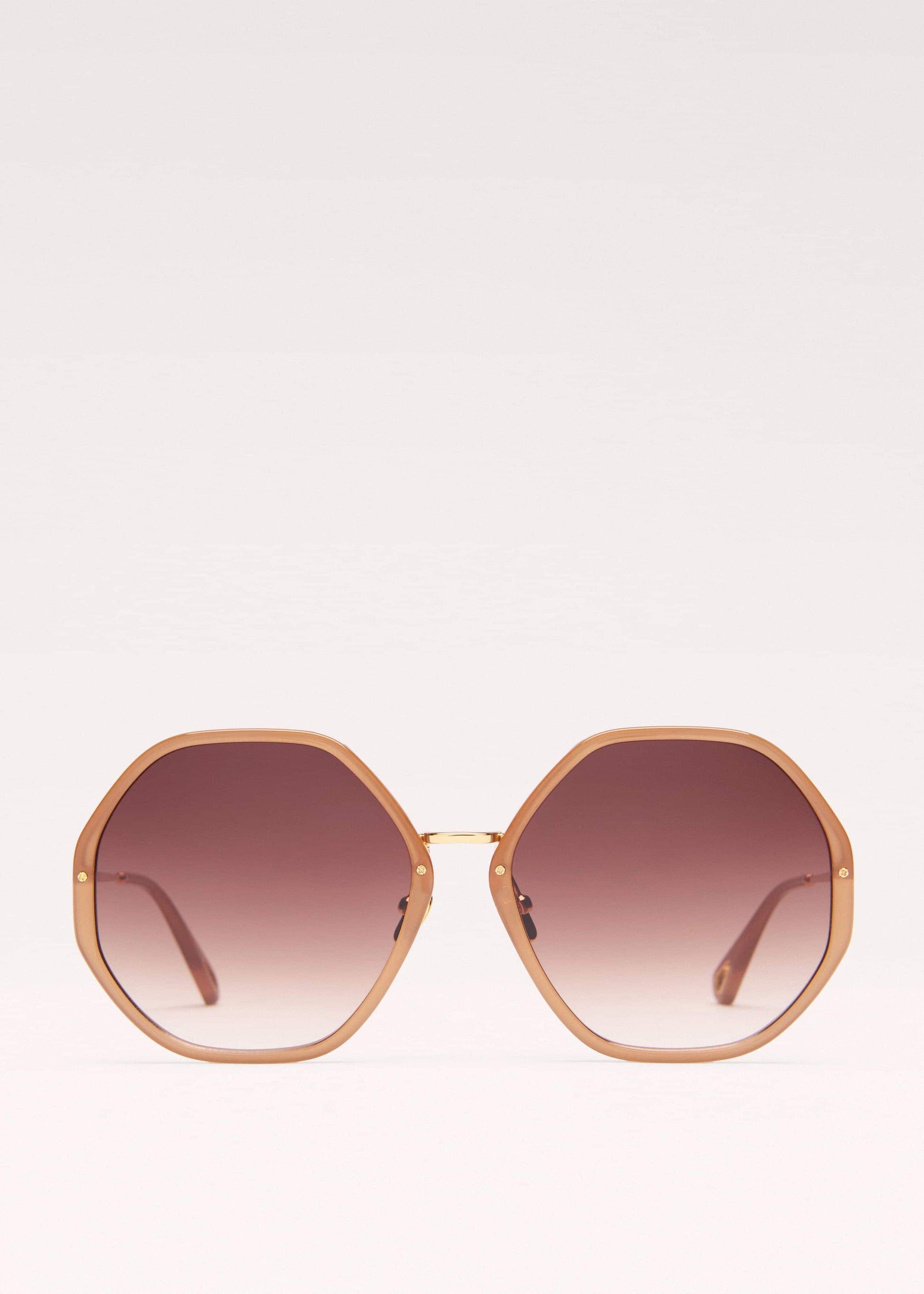 ME and EM Accessories Smokey Nude Heptagonal Frame Sunglasses