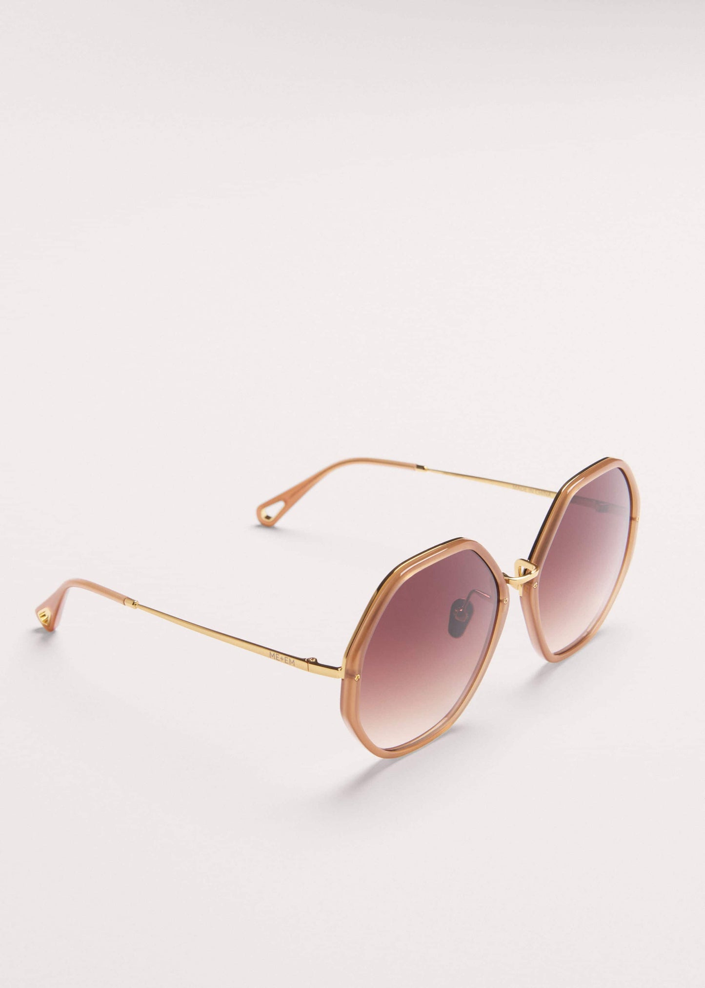 ME and EM Accessories Smokey Nude Heptagonal Frame Sunglasses
