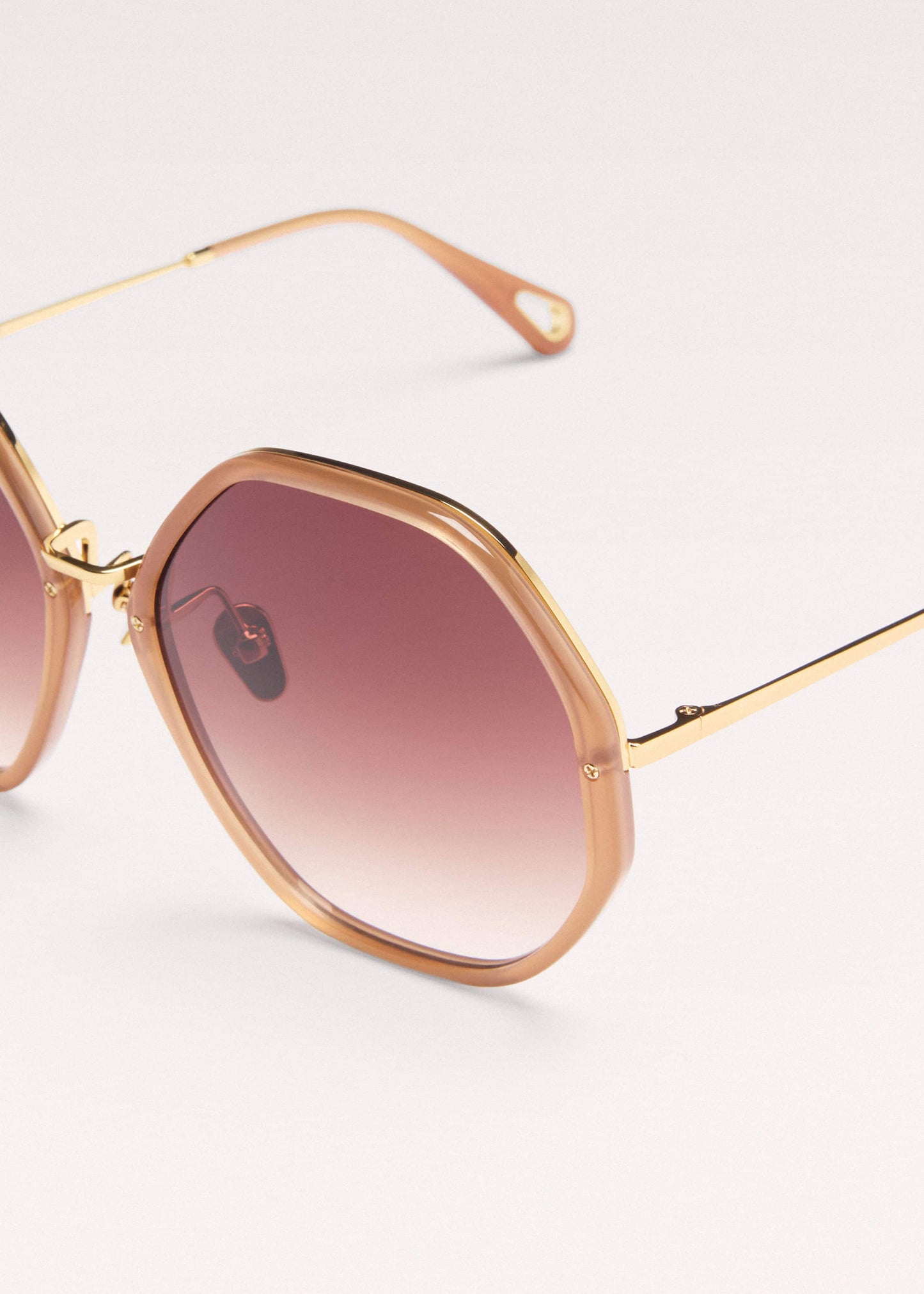 ME and EM Accessories Smokey Nude Heptagonal Frame Sunglasses
