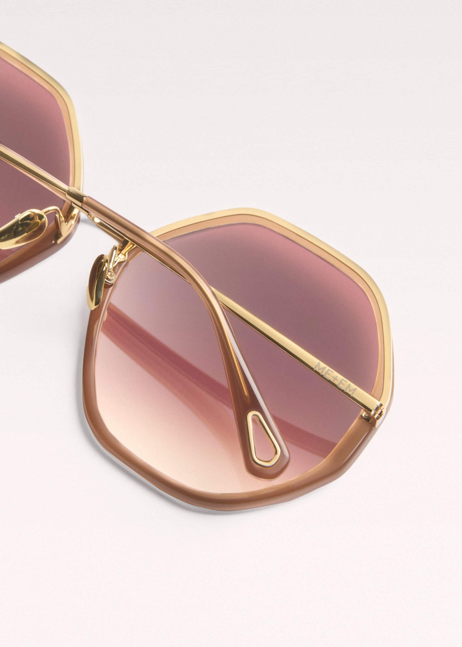 ME and EM Accessories Smokey Nude Heptagonal Frame Sunglasses