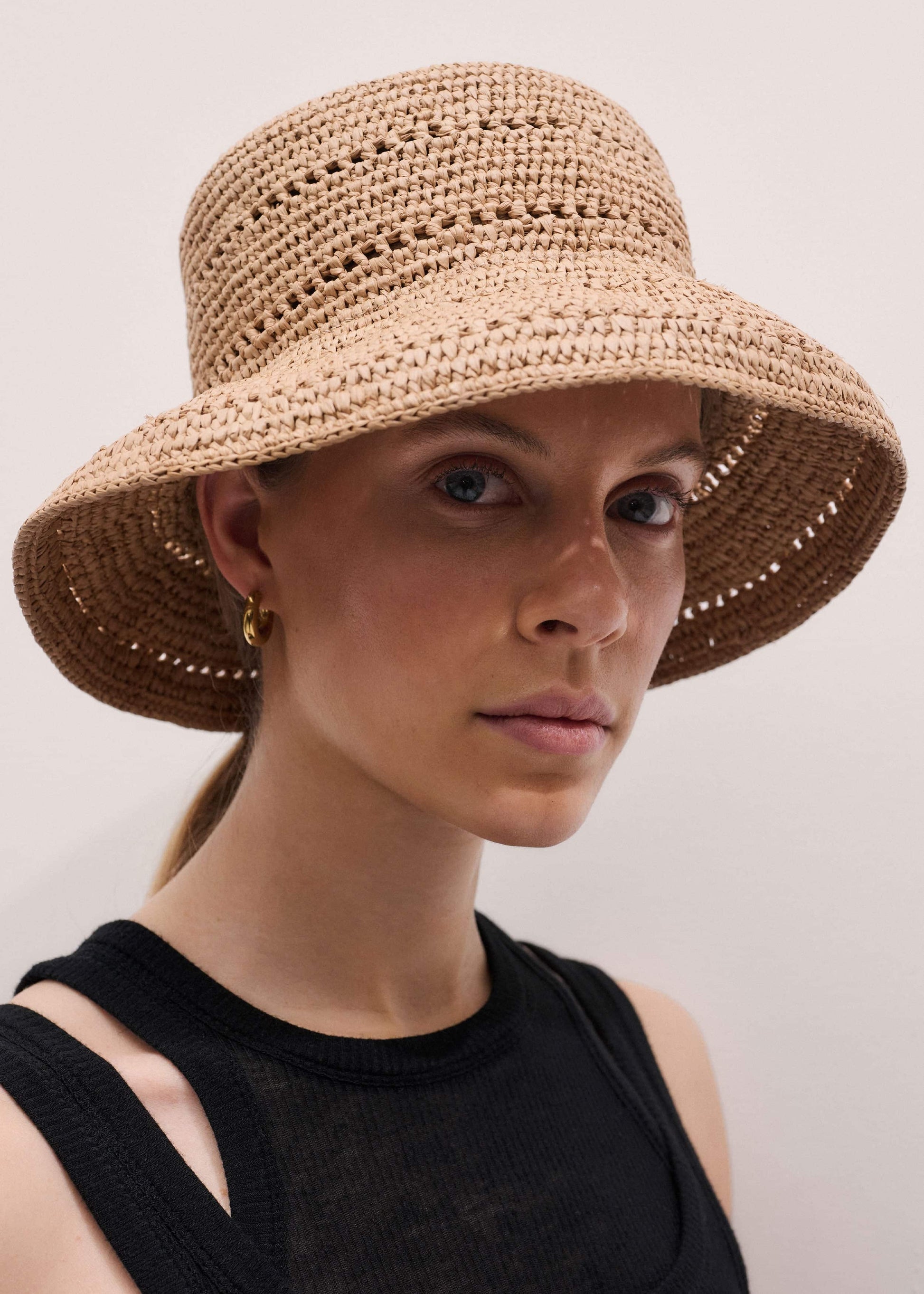 ME and EM Accessories Brown Summer Raffia Bucket Hat