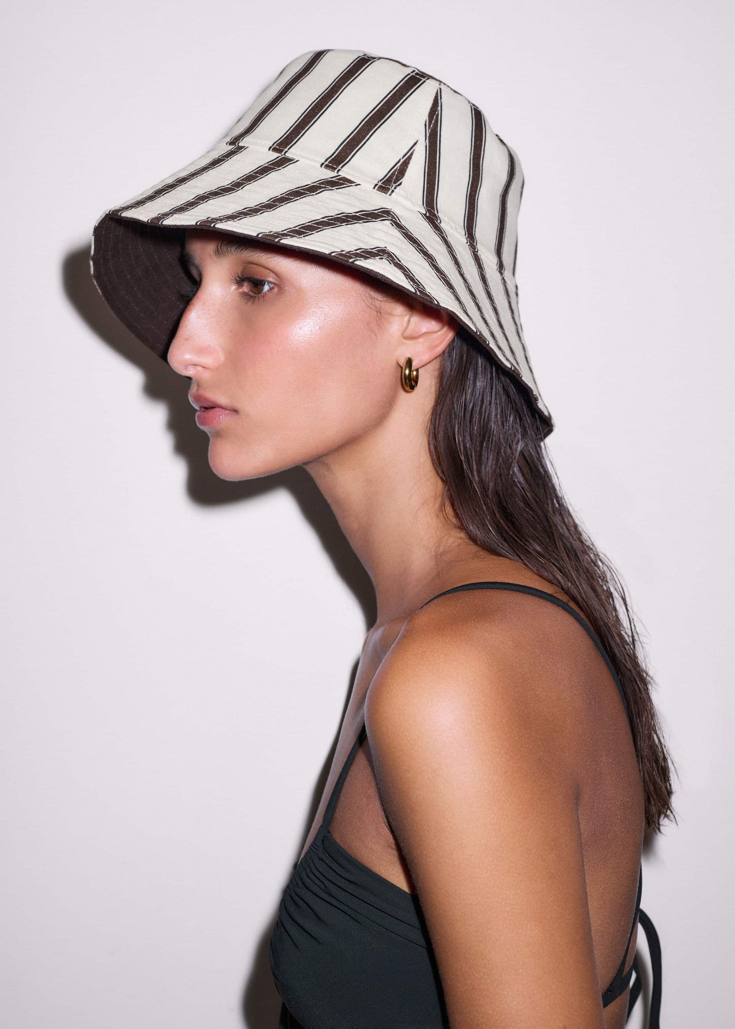 ME and EM Accessories Brown Striped Reversible Bucket Hat